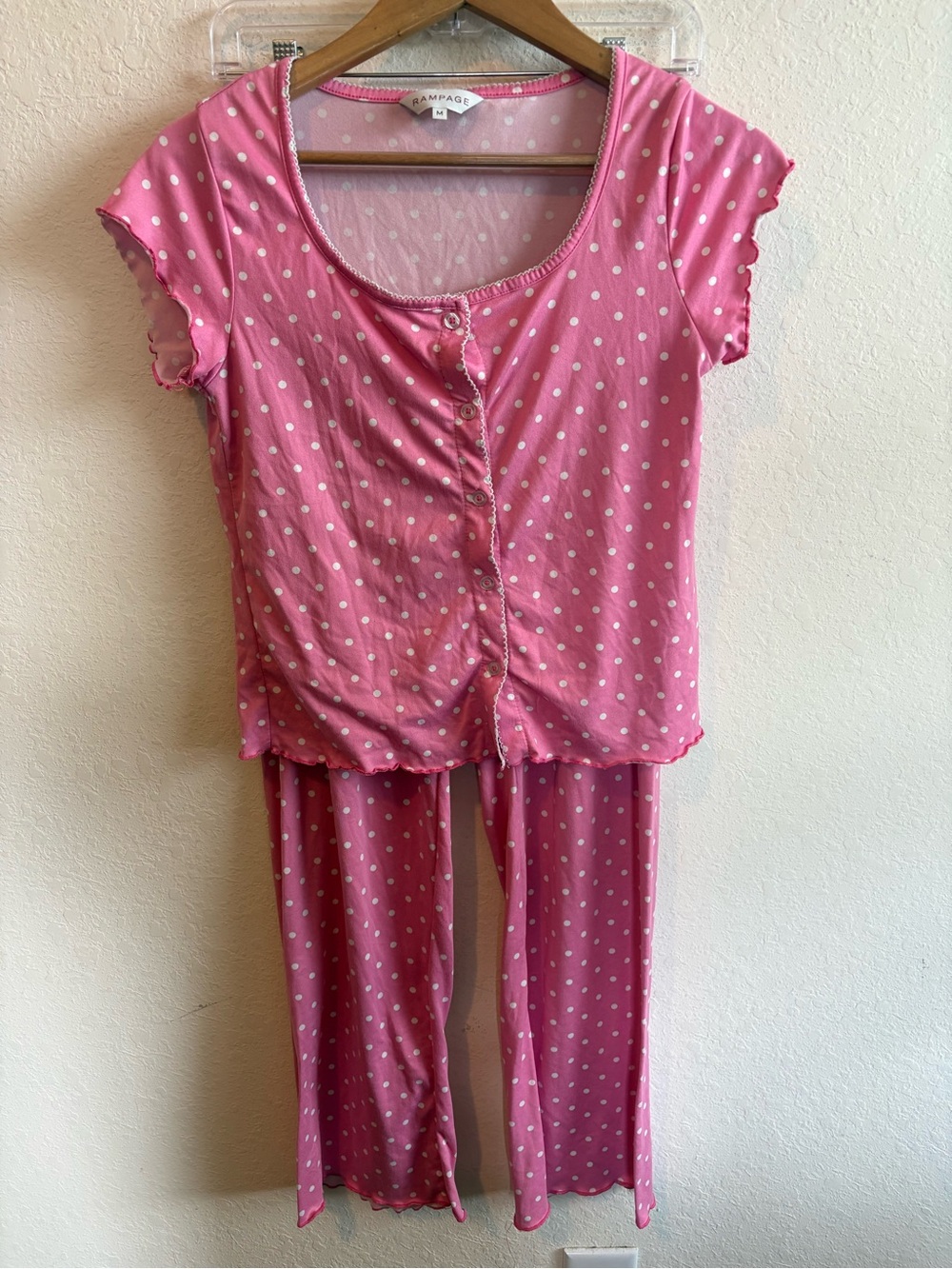 Rampage Pink and White Pajama Set Size Medium